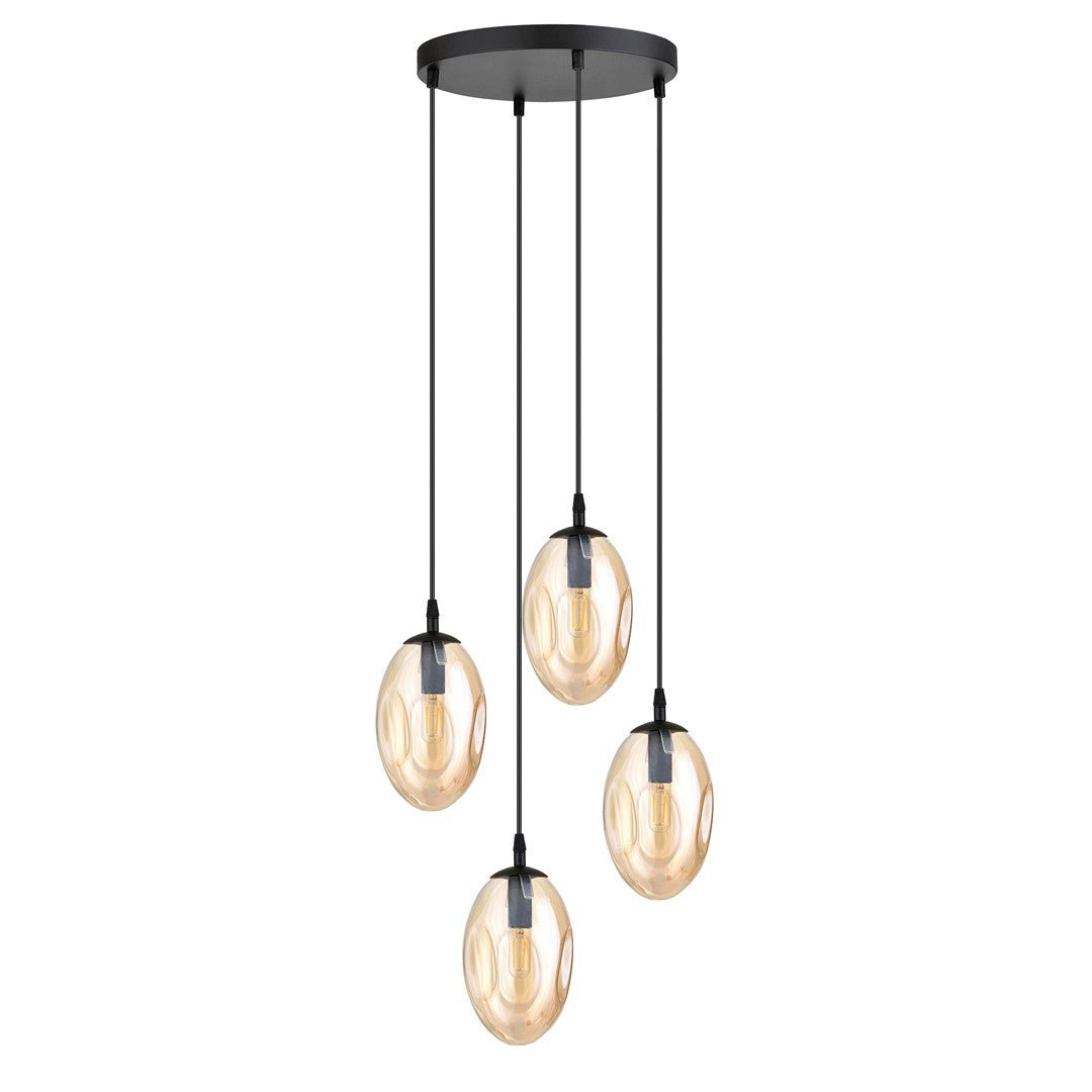 Hängeleuchte Celestial 4 Premium in Schwarz, Bernstein, 4-flammig