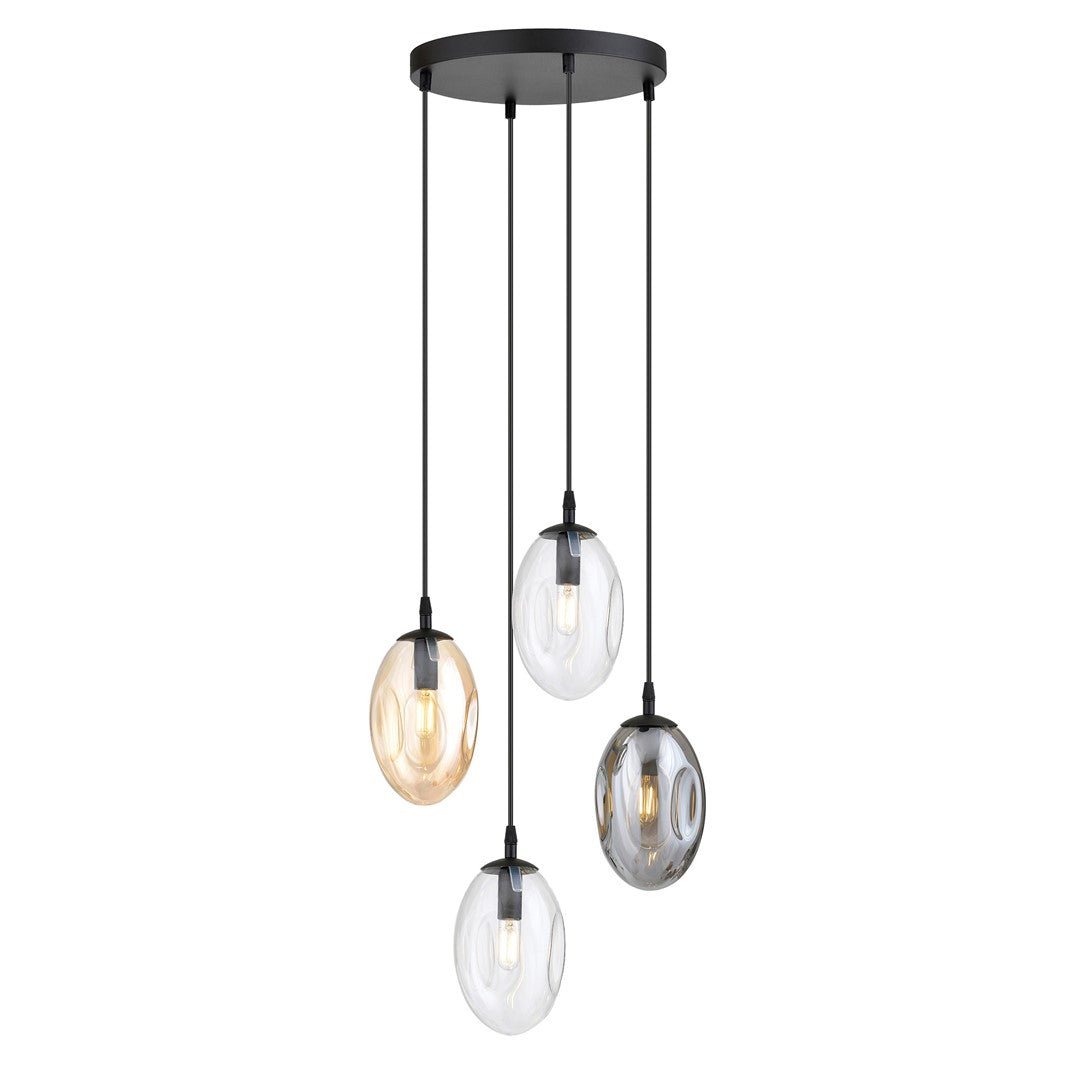Hängeleuchte Celestial 4 Premium in Schwarz, Graphit, Bernstein, 4-flammig
