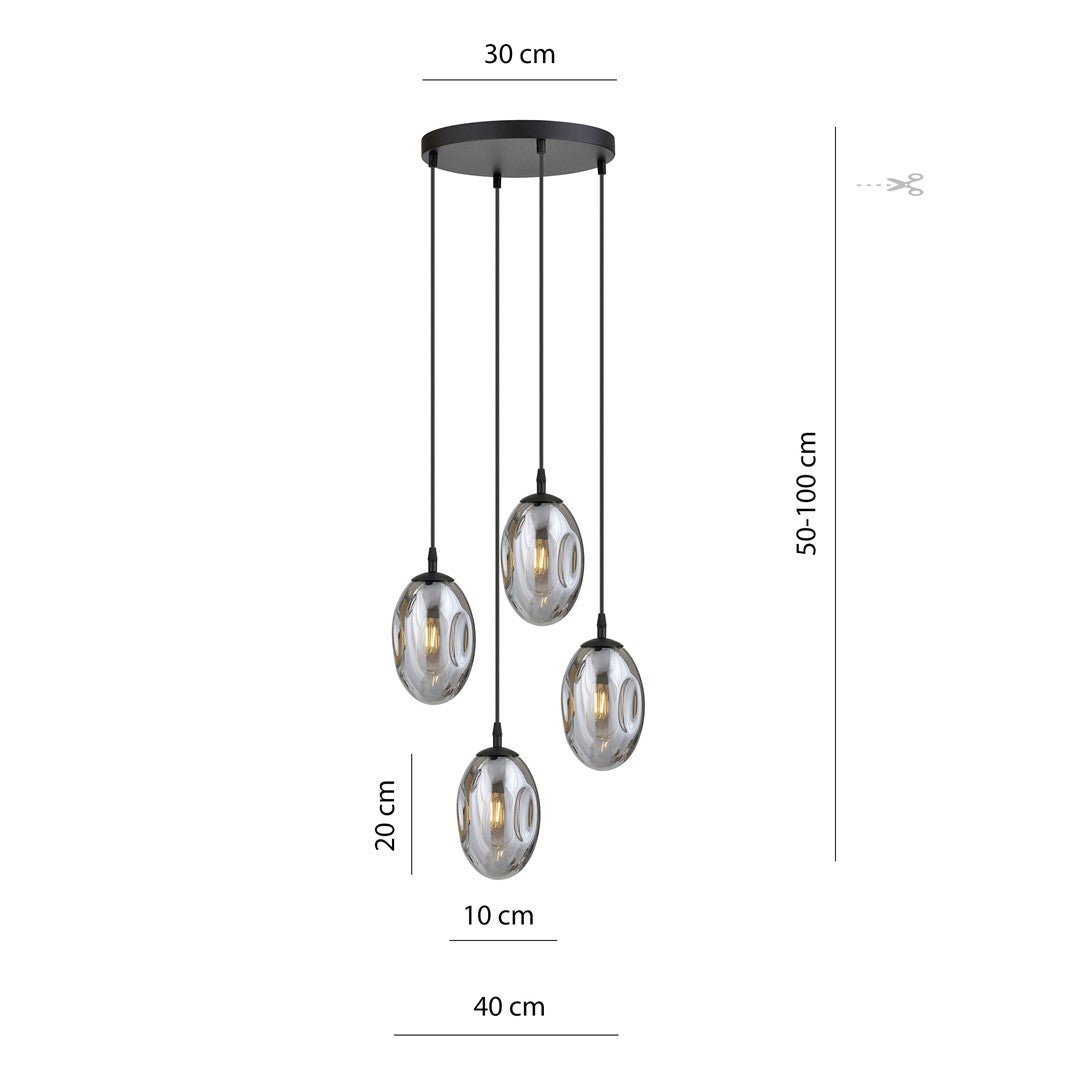 Hängeleuchte Celestial 4 Premium in Schwarz, Graphit, 4-flammig