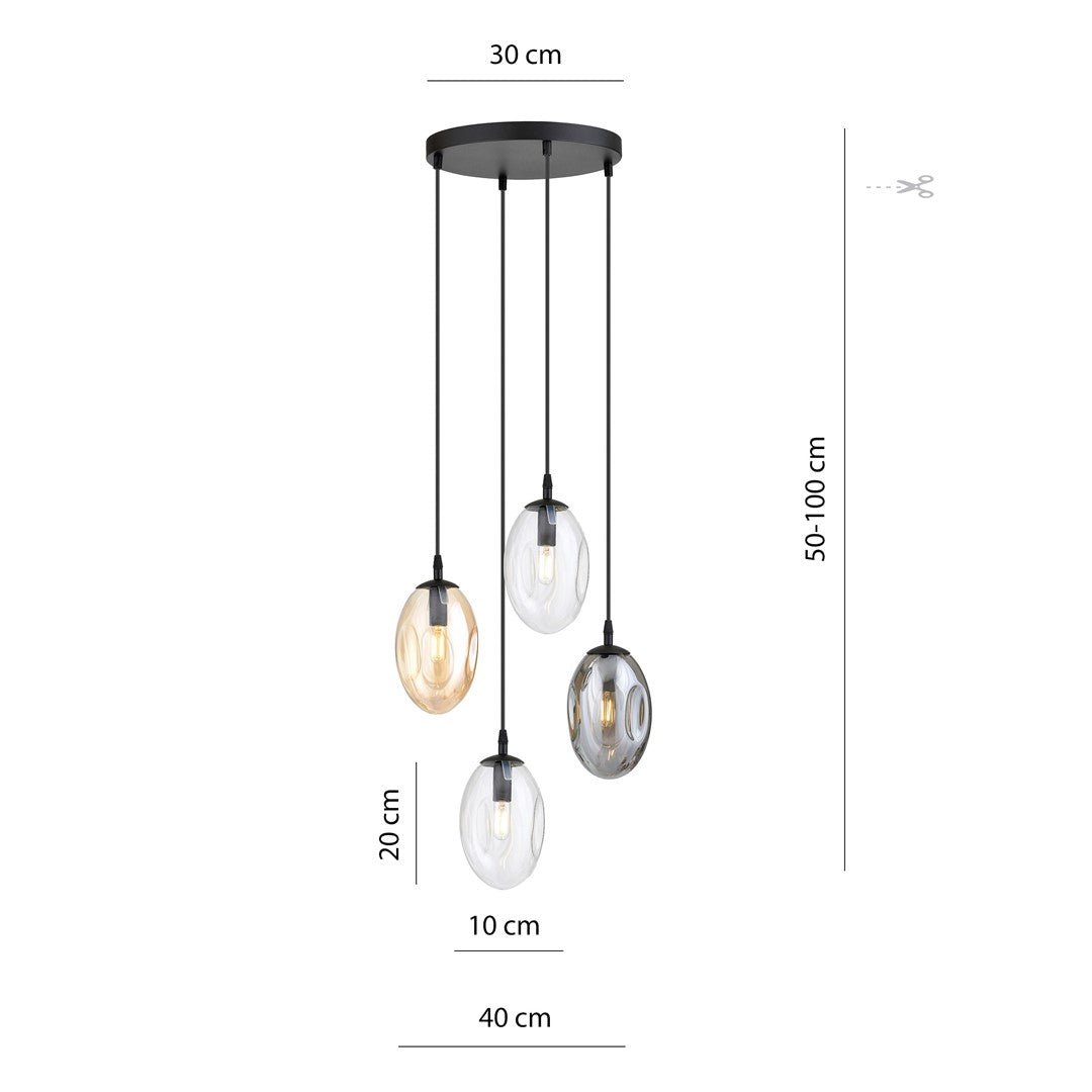 Hängeleuchte Celestial 4 Premium in Schwarz, Graphit, Bernstein, 4-flammig
