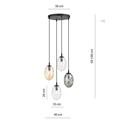 Hängeleuchte Celestial 4 Premium in Schwarz, Graphit, Bernstein, 4-flammig