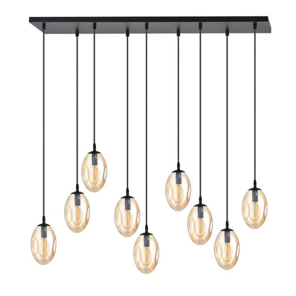 Hängeleuchte Celestial 9 in Schwarz, Bernstein, 9-flammig
