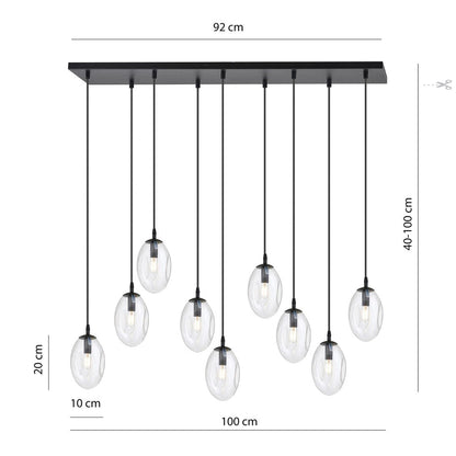 Hängeleuchte Celestial 9 in Schwarz, 9-flammig