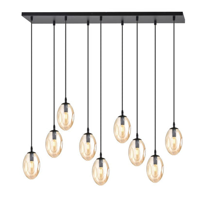 Hängeleuchte Celestial 9 in Schwarz, Bernstein, 9-flammig