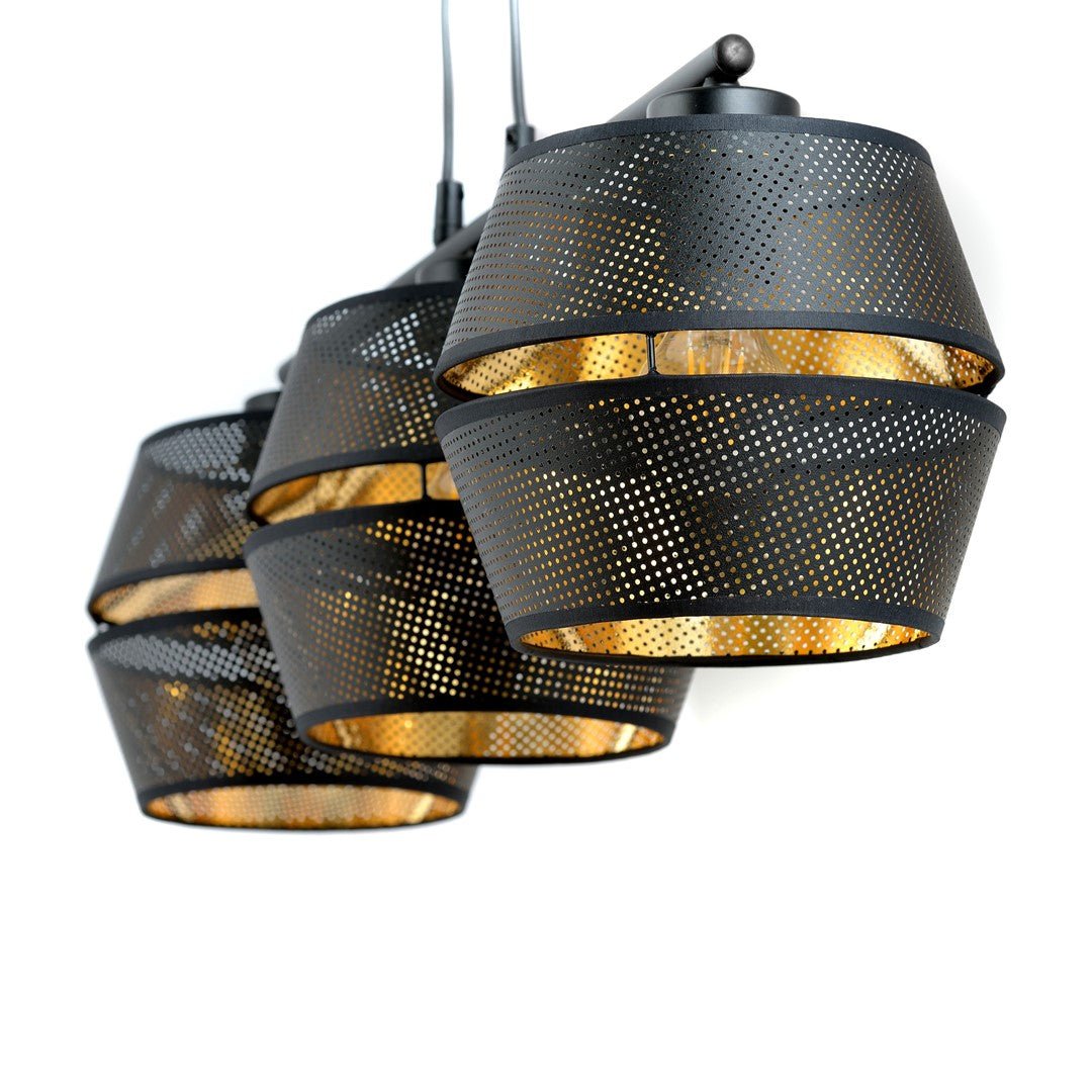 Hängeleuchte Charm 3 in Schwarz, Gold, 3-flammig