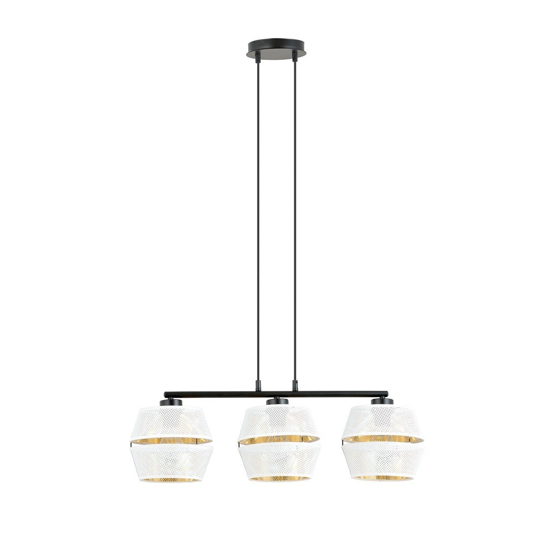 Hängeleuchte Charm 3 in Schwarz, Weiß, Gold, 3-flammig