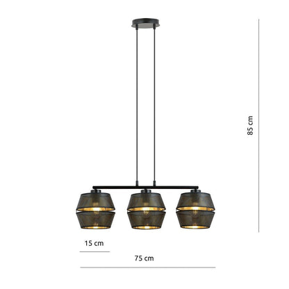 Hängeleuchte Charm 3 in Schwarz, Gold, 3-flammig