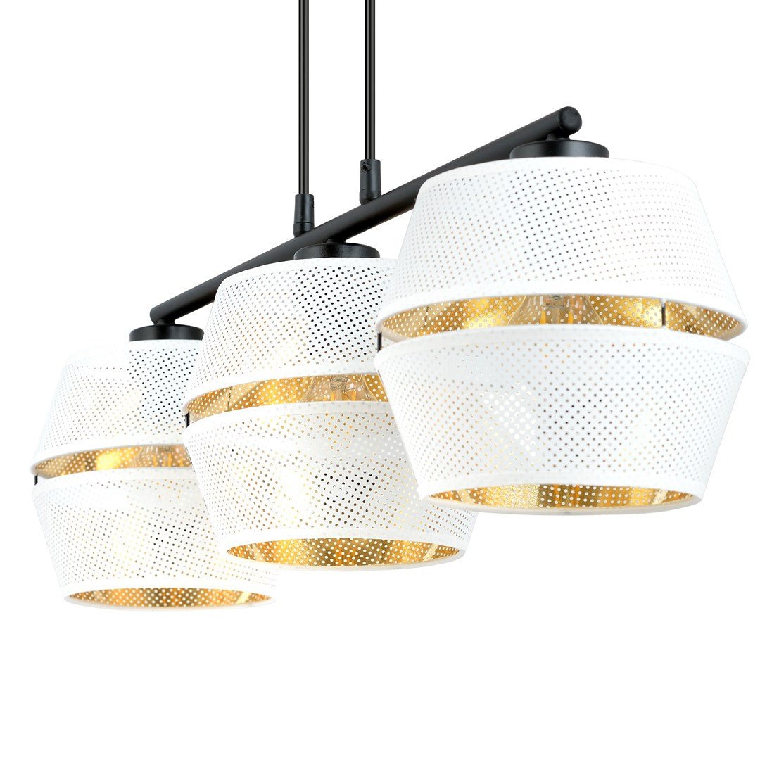 Hängeleuchte Charm 3 in Schwarz, Weiß, Gold, 3-flammig