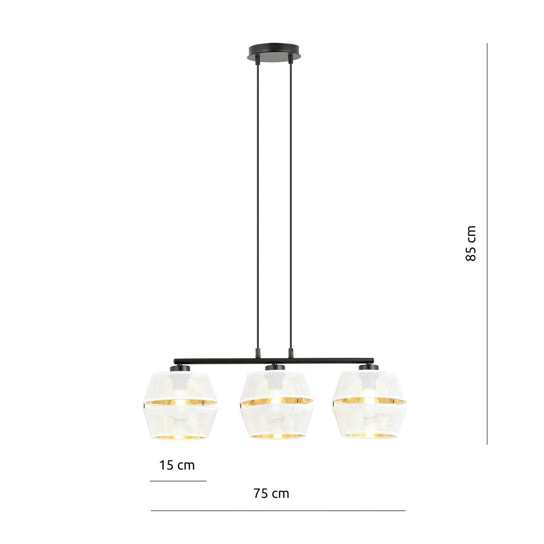 Hängeleuchte Charm 3 in Schwarz, Weiß, Gold, 3-flammig