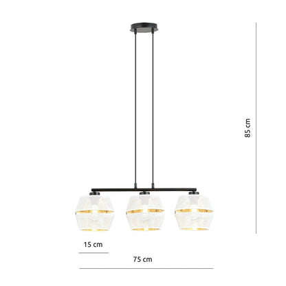 Hängeleuchte Charm 3 in Schwarz, Weiß, Gold, 3-flammig