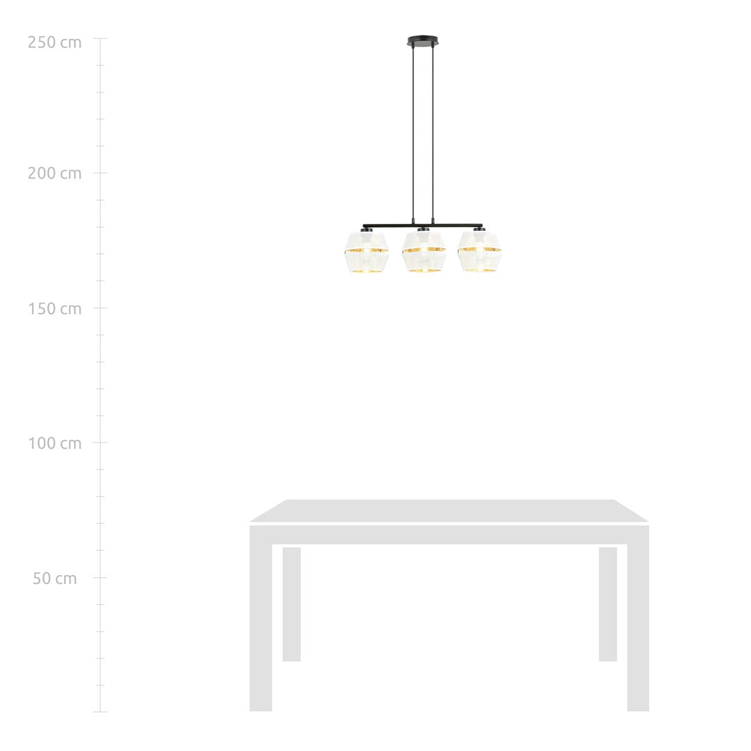 Hängeleuchte Charm 3 in Schwarz, Weiß, Gold, 3-flammig