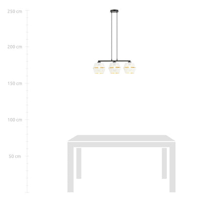 Hängeleuchte Charm 3 in Schwarz, Weiß, Gold, 3-flammig