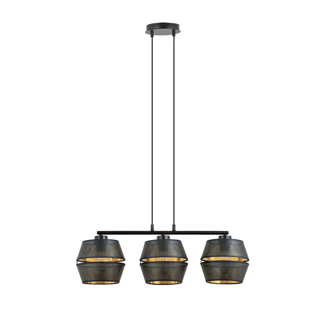 Hängeleuchte Charm 3 in Schwarz, Gold, 3-flammig