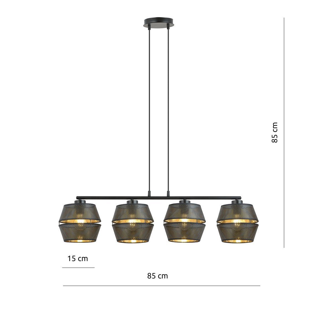 Hängeleuchte Charm 4 in Schwarz, Gold, 4-flammig