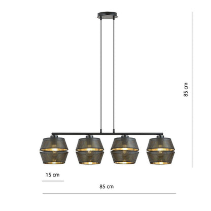 Hängeleuchte Charm 4 in Schwarz, Gold, 4-flammig