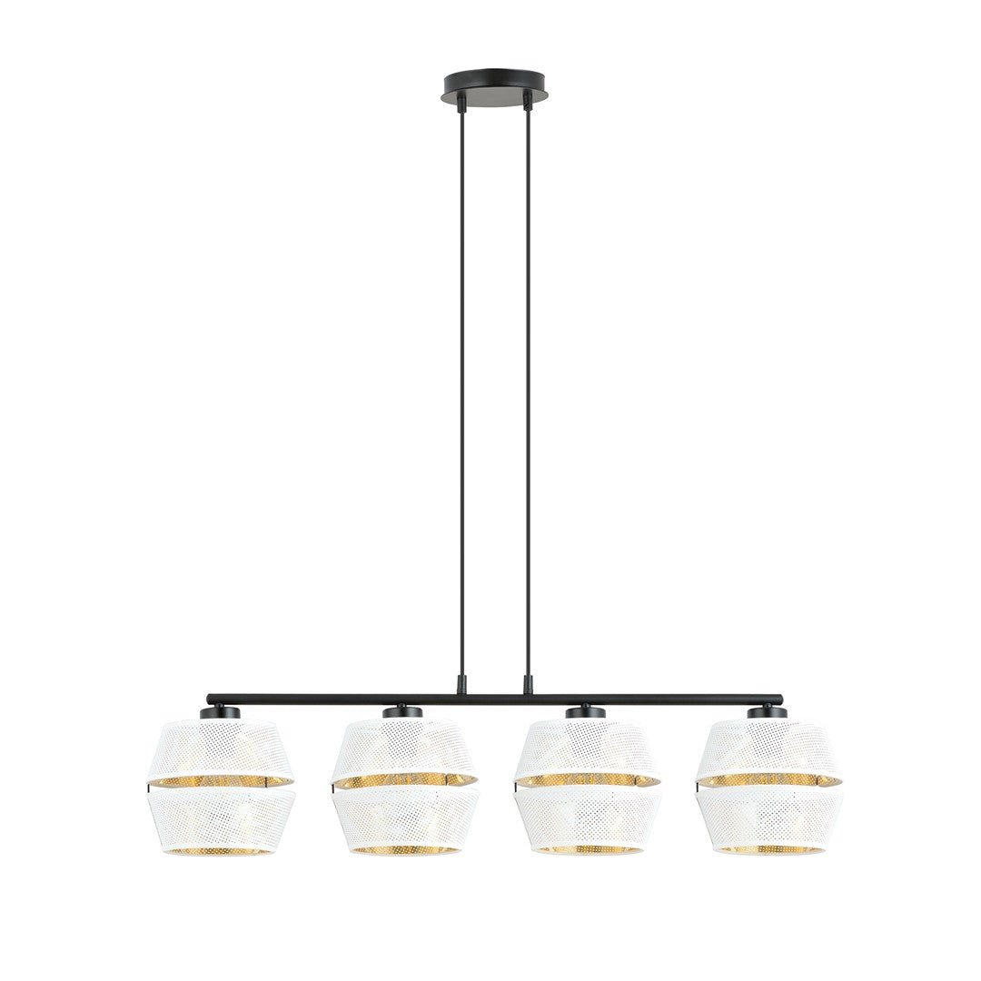 Hängeleuchte Charm 4 in Schwarz, Weiß, Gold, 4-flammig