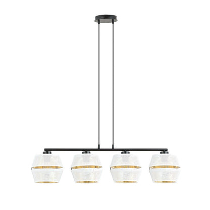 Hängeleuchte Charm 4 in Schwarz, Weiß, Gold, 4-flammig