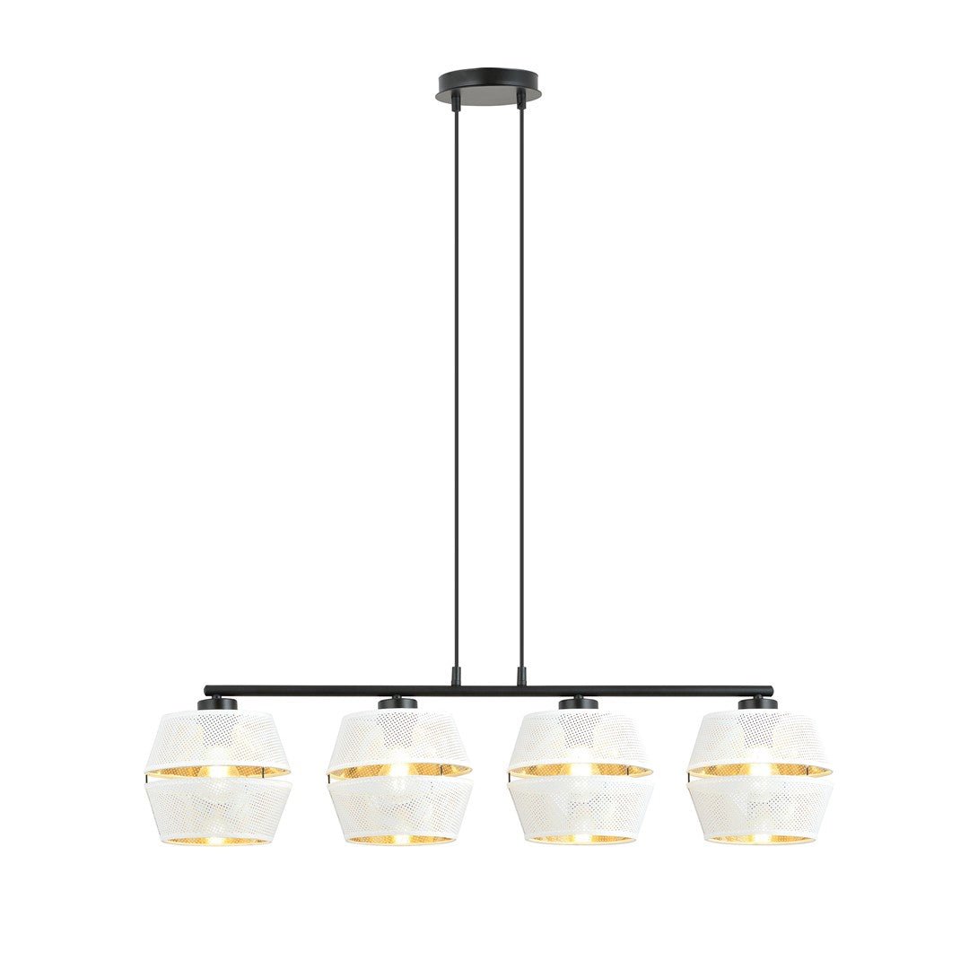 Hängeleuchte Charm 4 in Schwarz, Weiß, Gold, 4-flammig