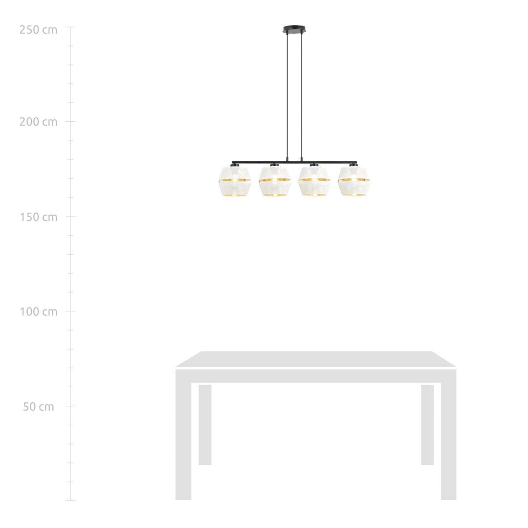Hängeleuchte Charm 4 in Schwarz, Weiß, Gold, 4-flammig