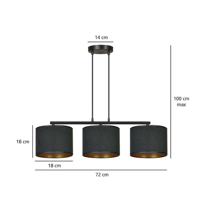 Hängeleuchte Crest 3 in Schwarz, 3-flammig