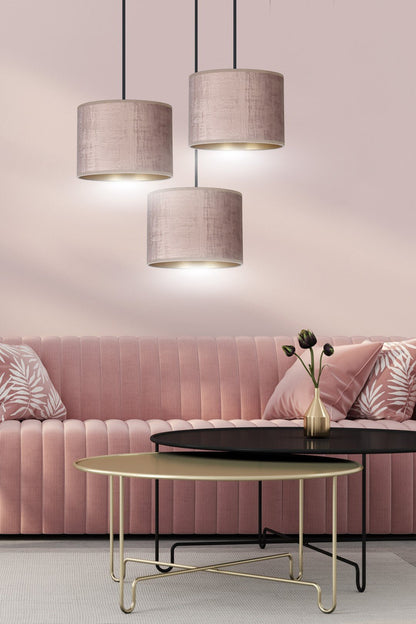 Hängeleuchte Crest 3 Premium in Schwarz, Rosa, 3-flammig