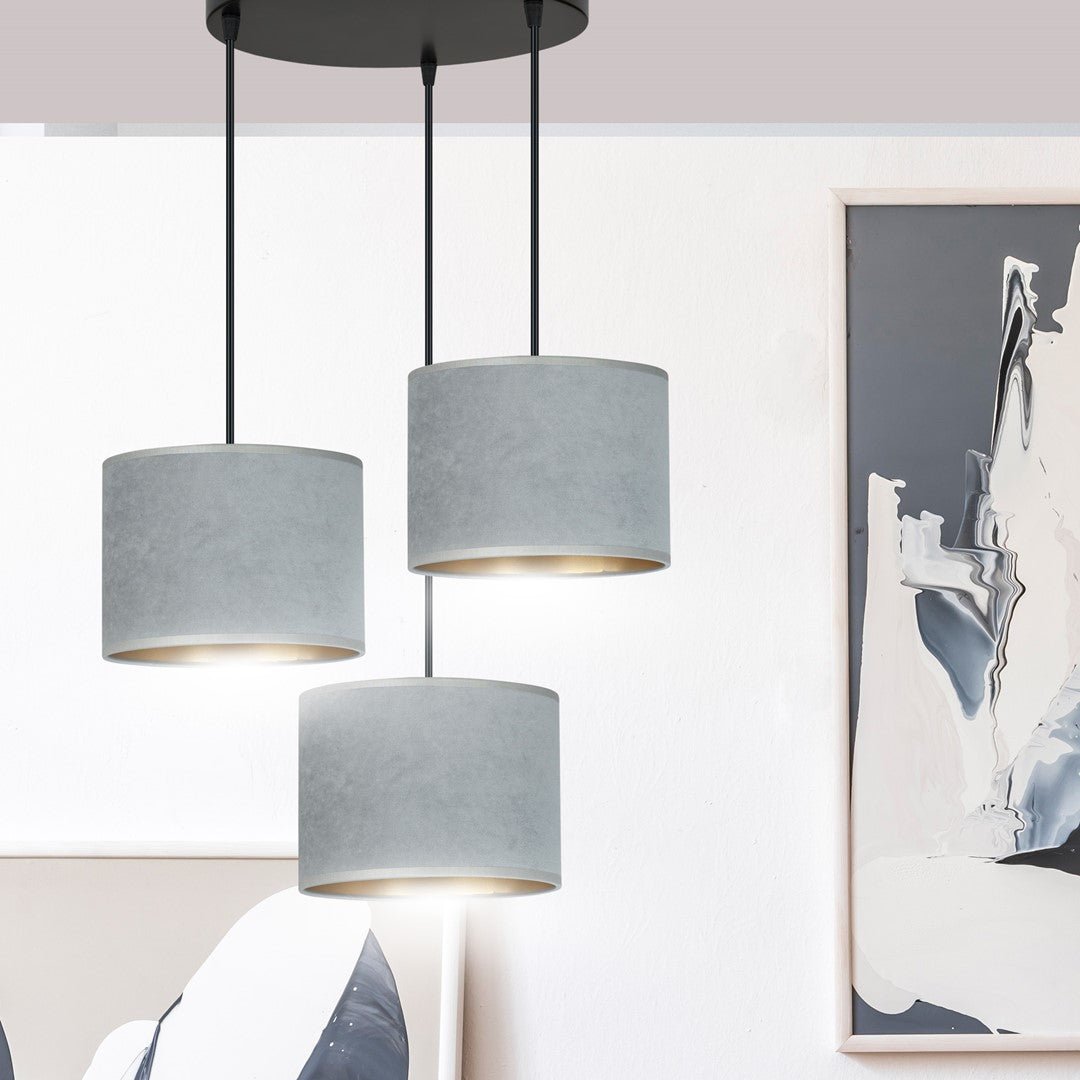 Hängeleuchte Crest 3 Premium in Schwarz, Grau, 3-flammig
