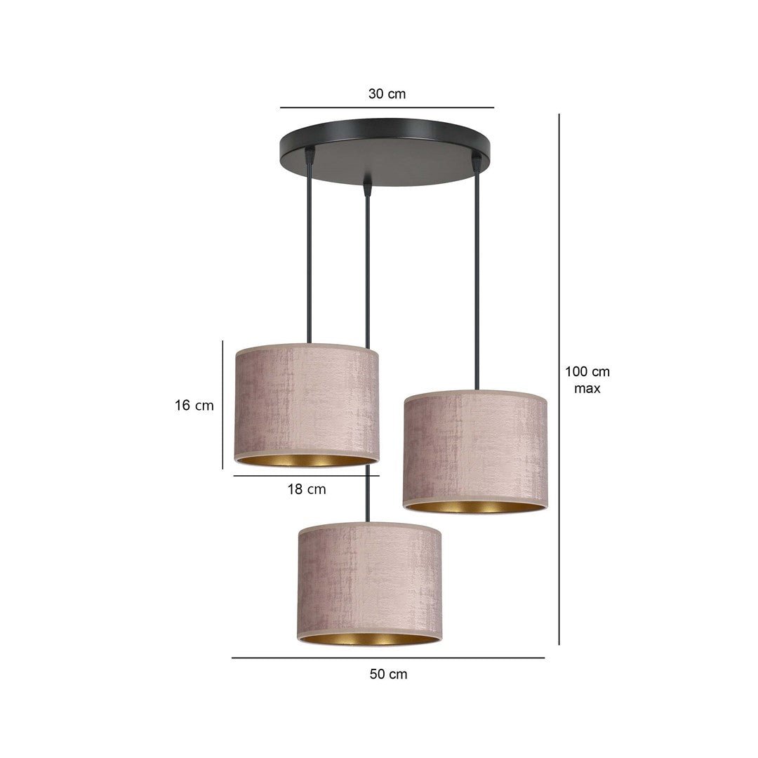 Hängeleuchte Crest 3 Premium in Schwarz, Rosa, 3-flammig
