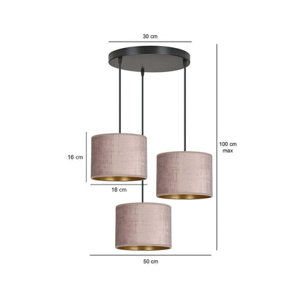Hängeleuchte Crest 3 Premium in Schwarz, Rosa, 3-flammig