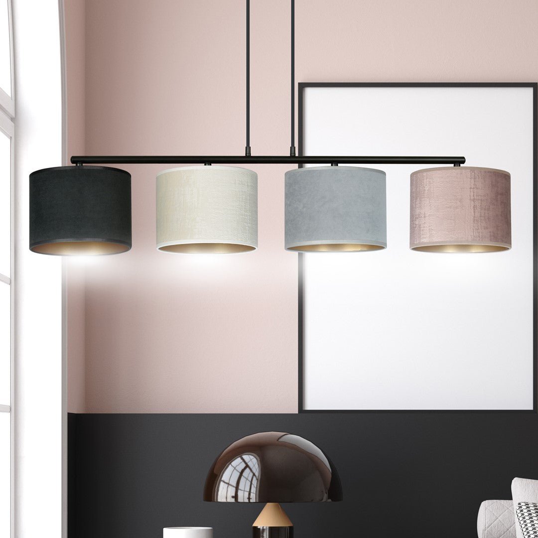 Hängeleuchte Crest 4 in Schwarz, Weiß, Grau, Rosa, 4-flammig