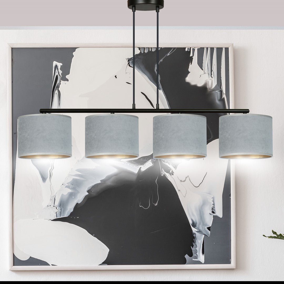 Hängeleuchte Crest 4 in Schwarz, Grau, 4-flammig