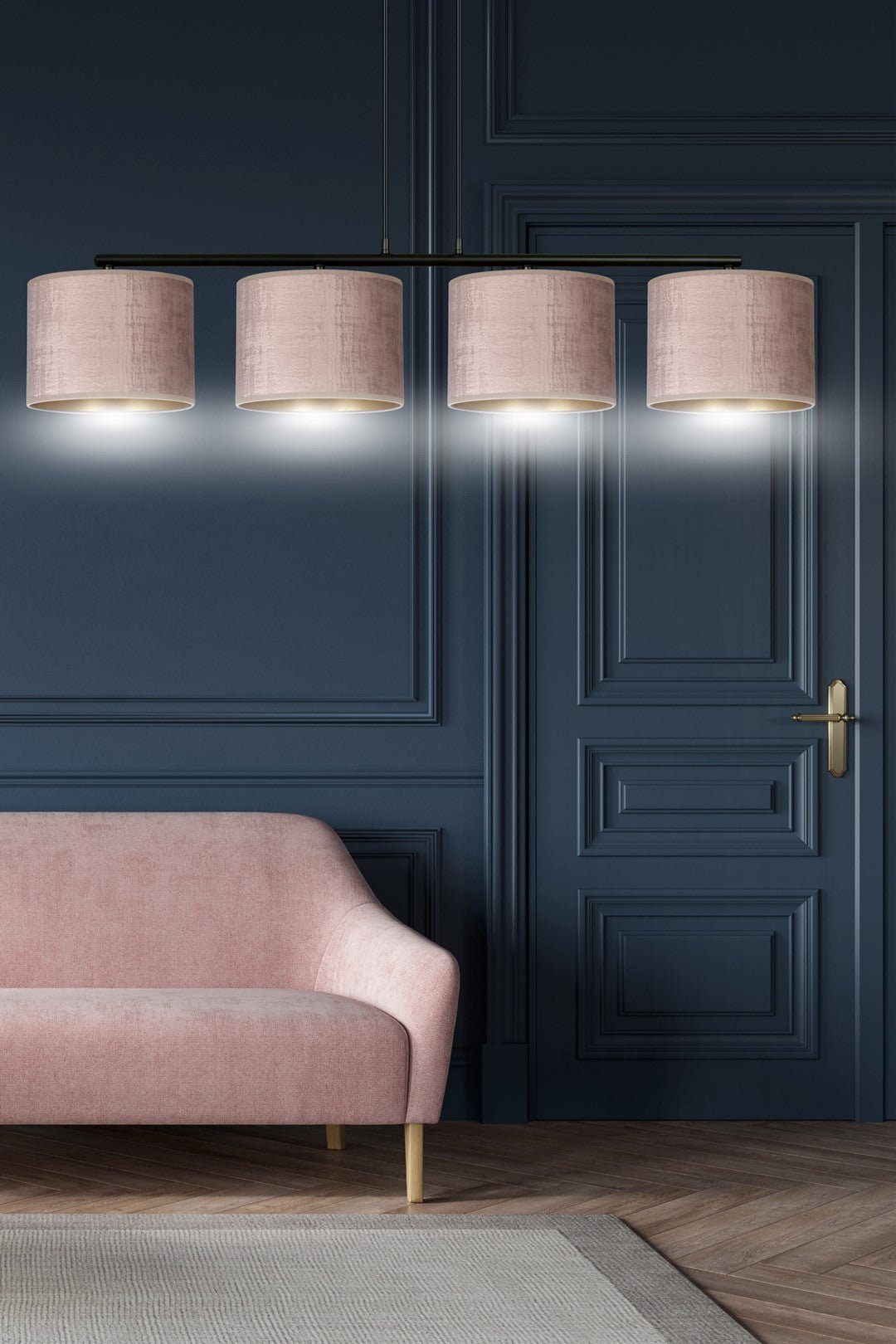 Hängeleuchte Crest 4 in Schwarz, Rosa, 4-flammig