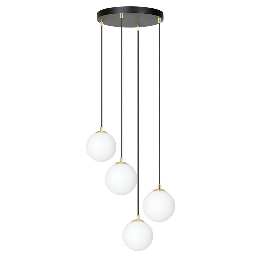 Hängeleuchte Crown 4 in Schwarz, Gold, Weiß, 4-flammig