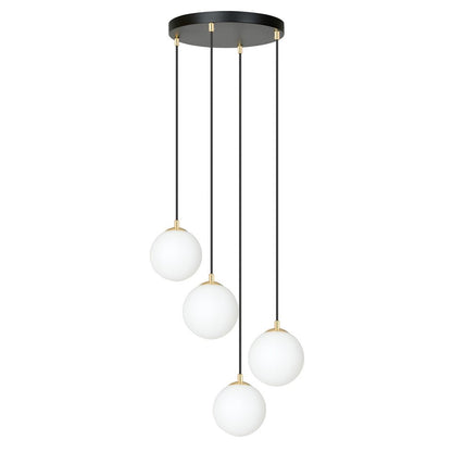 Hängeleuchte Crown 4 in Schwarz, Gold, Weiß, 4-flammig