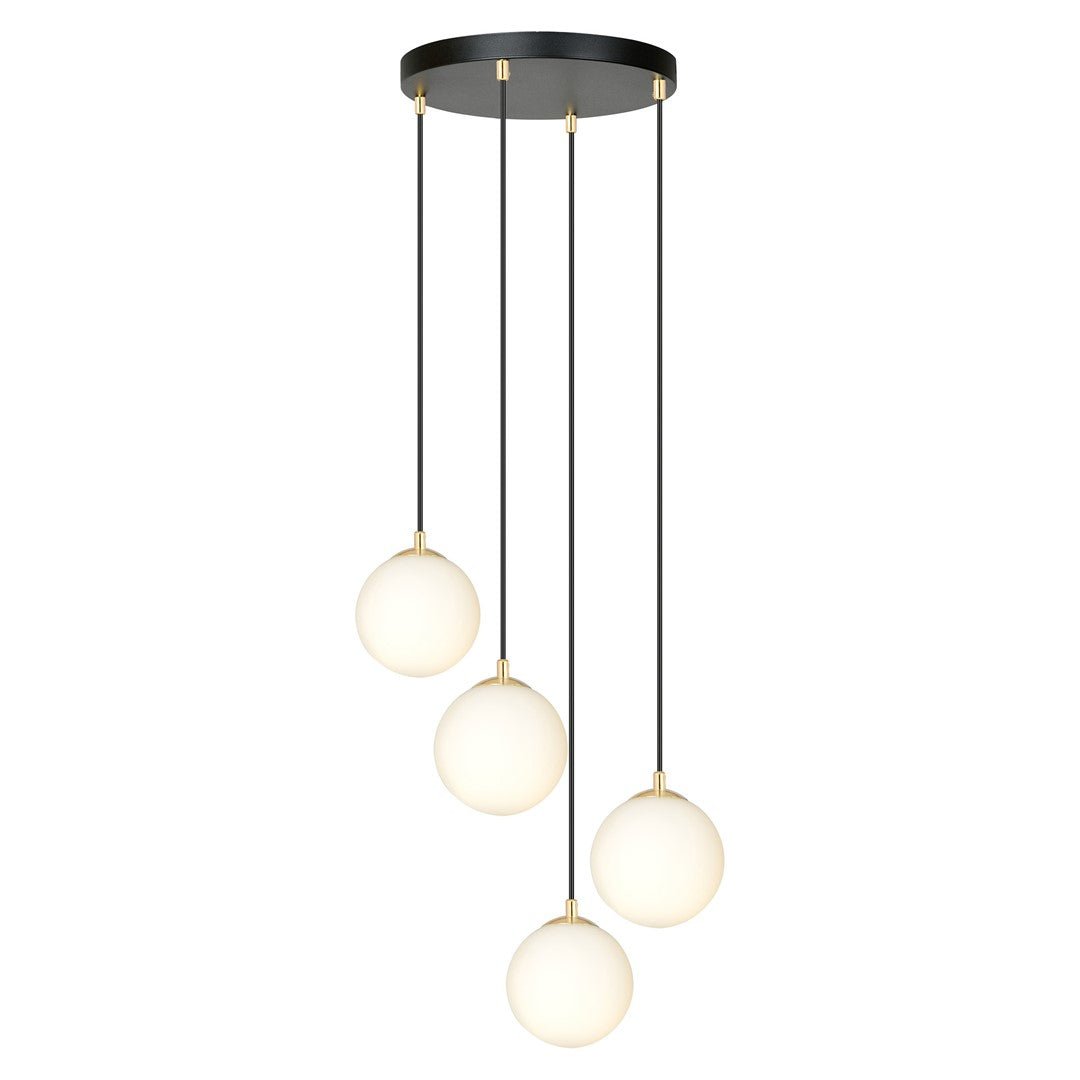 Hängeleuchte Crown 4 in Schwarz, Gold, Weiß, 4-flammig