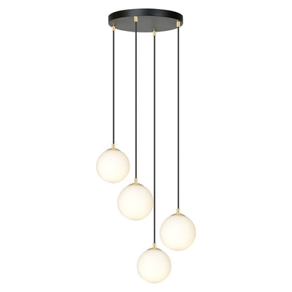 Hängeleuchte Crown 4 in Schwarz, Gold, Weiß, 4-flammig