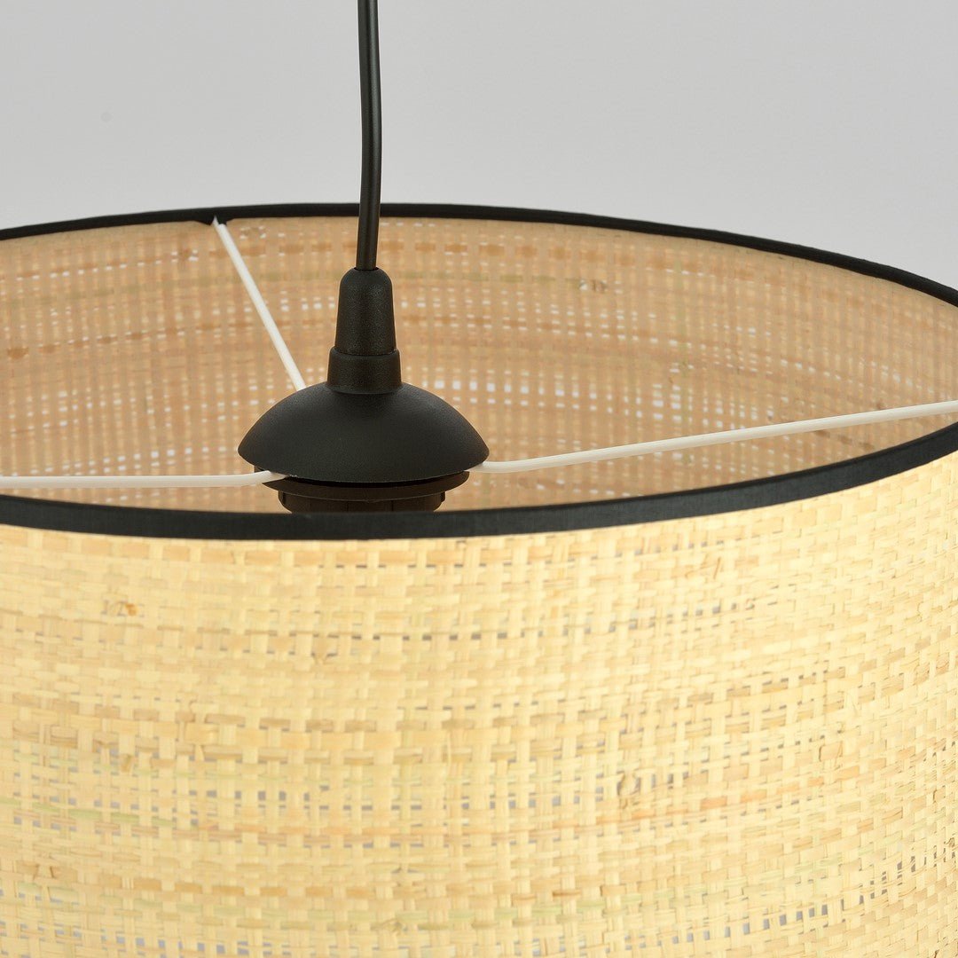Hängeleuchte Edge 1 in Schwarz, Rattan, 1-flammig
