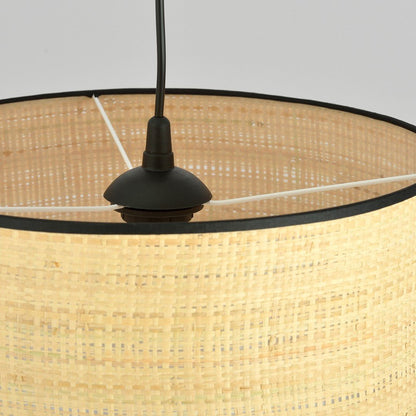 Hängeleuchte Edge 1 in Schwarz, Rattan, 1-flammig