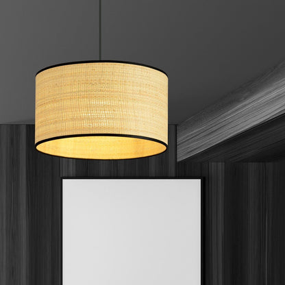 Hängeleuchte Edge 1 in Schwarz, Rattan, 1-flammig