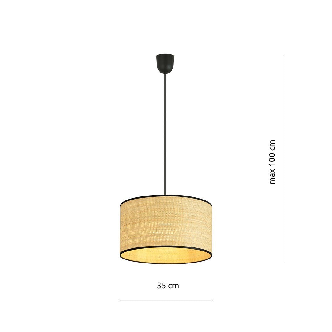 Hängeleuchte Edge 1 in Schwarz, Rattan, 1-flammig