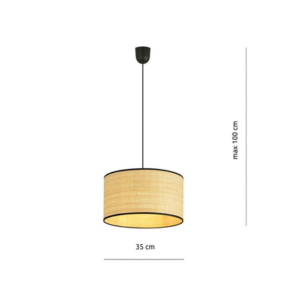 Hängeleuchte Edge 1 in Schwarz, Rattan, 1-flammig