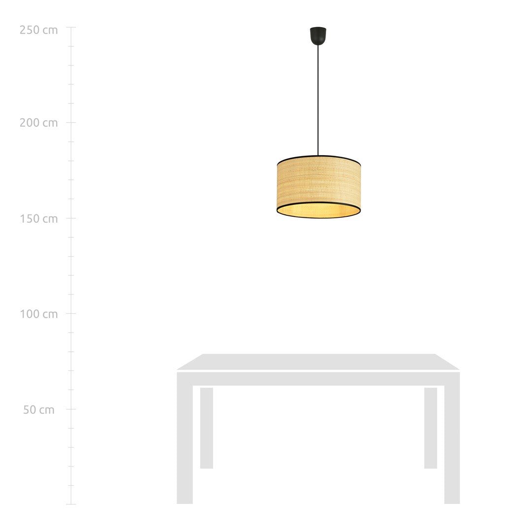 Hängeleuchte Edge 1 in Schwarz, Rattan, 1-flammig