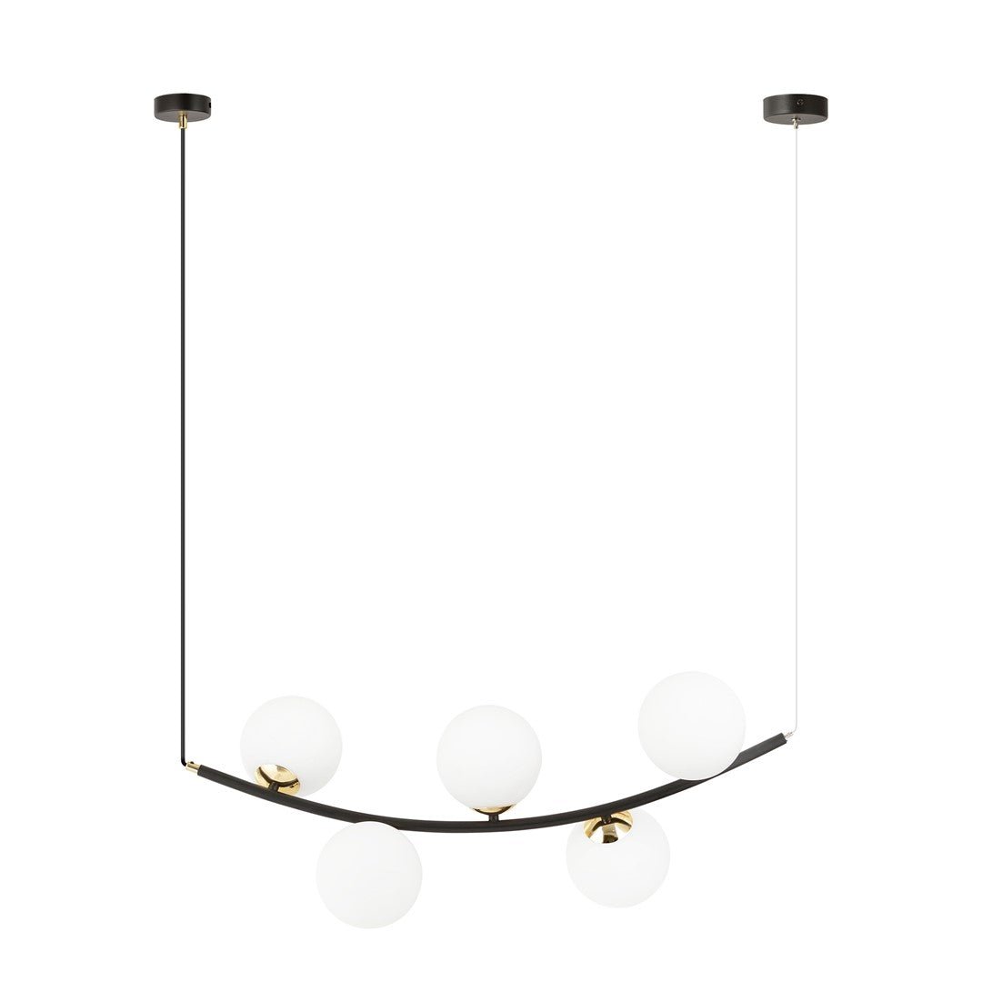 Hängeleuchte Elegance 5 in Schwarz, Gold, Weiß, 5-flammig