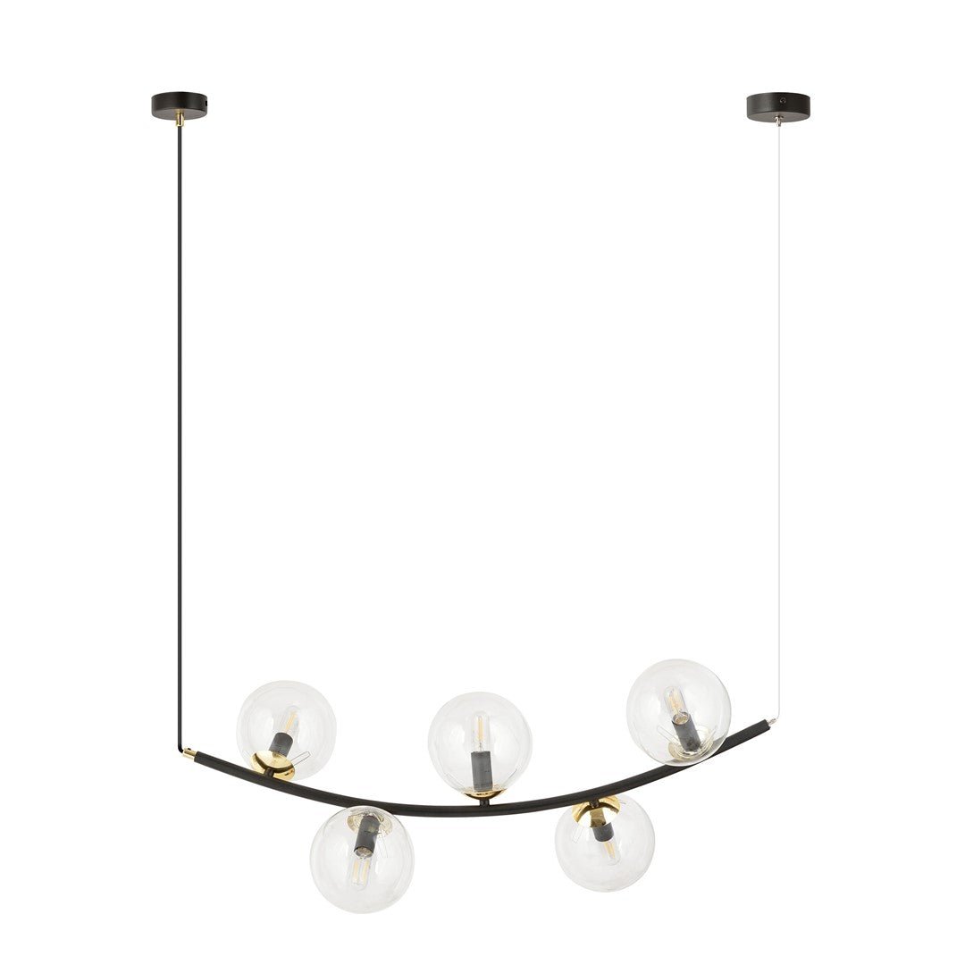 Hängeleuchte Elegance 5 in Schwarz, Gold, 5-flammig