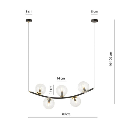 Hängeleuchte Elegance 5 in Schwarz, Gold, 5-flammig