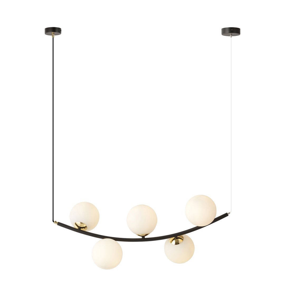 Hängeleuchte Elegance 5 in Schwarz, Gold, Weiß, 5-flammig