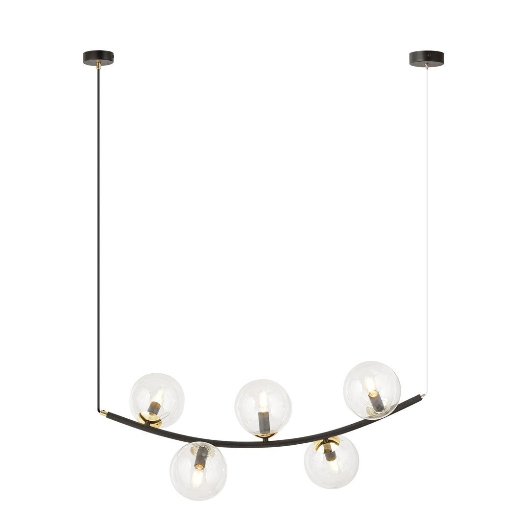 Hängeleuchte Elegance 5 in Schwarz, Gold, 5-flammig