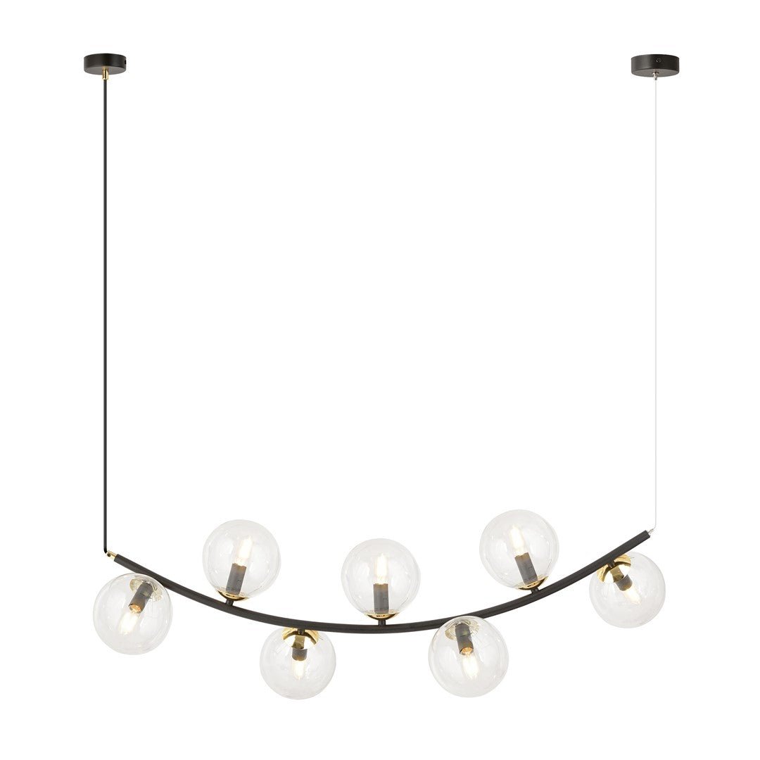 Hängeleuchte Elegance 7 in Schwarz, Gold, 7-flammig