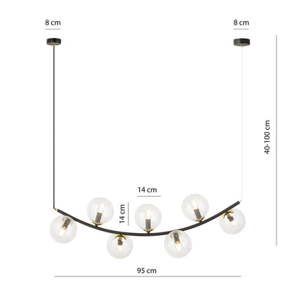 Hängeleuchte Elegance 7 in Schwarz, Gold, 7-flammig