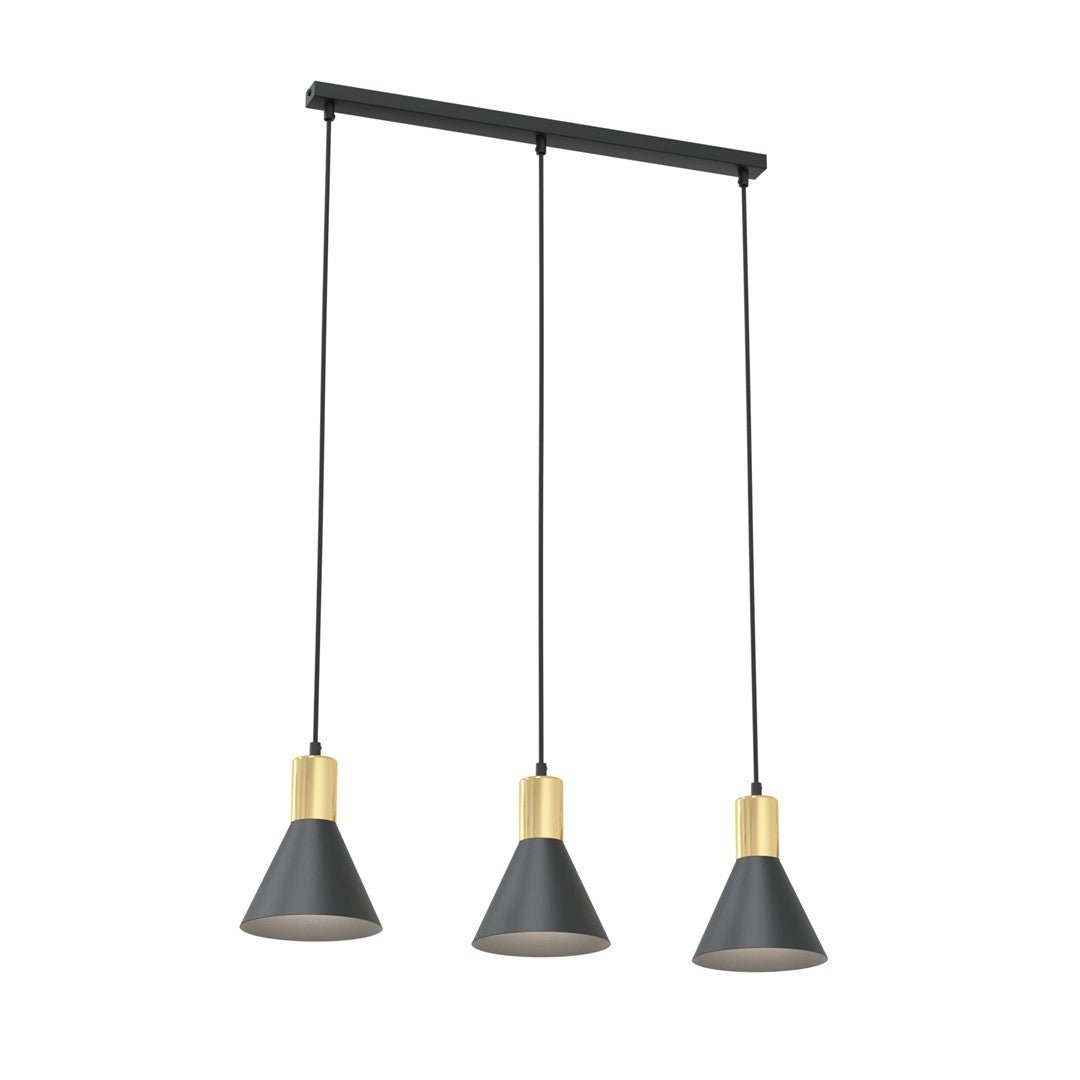 Hängeleuchte Fleur 3 in Schwarz, Gold, 3-flammig