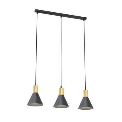 Hängeleuchte Fleur 3 in Schwarz, Gold, 3-flammig